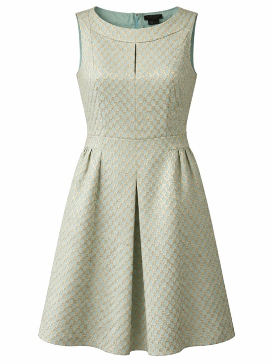 Ralph Lauren Dresses & Skirts - Lauren Ralph Lauren Aqua Blue & Gold Brocade Metallic Jacquard Dress Size 14